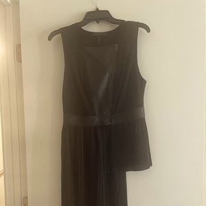 BCBG black faux leather zip top